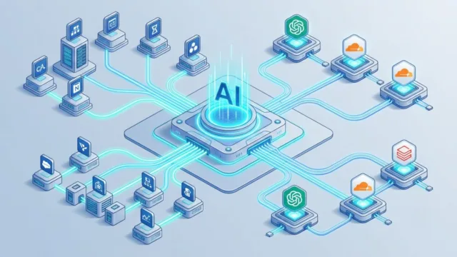 Mô hình AI Gateway đóng vai trò middleware điều phối kết nối giữa ứng dụng doanh nghiệp và các nhà cung cấp mô hình AI