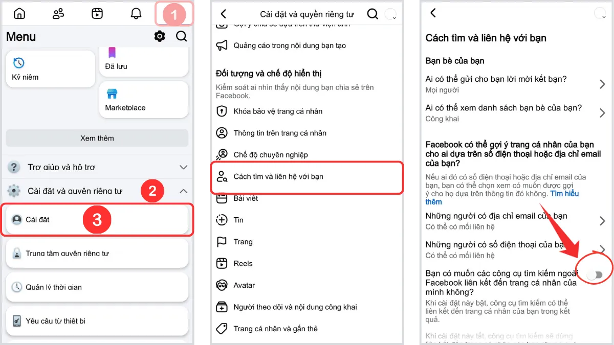 cách để người khác không tìm thấy mình trên Facebook qua google