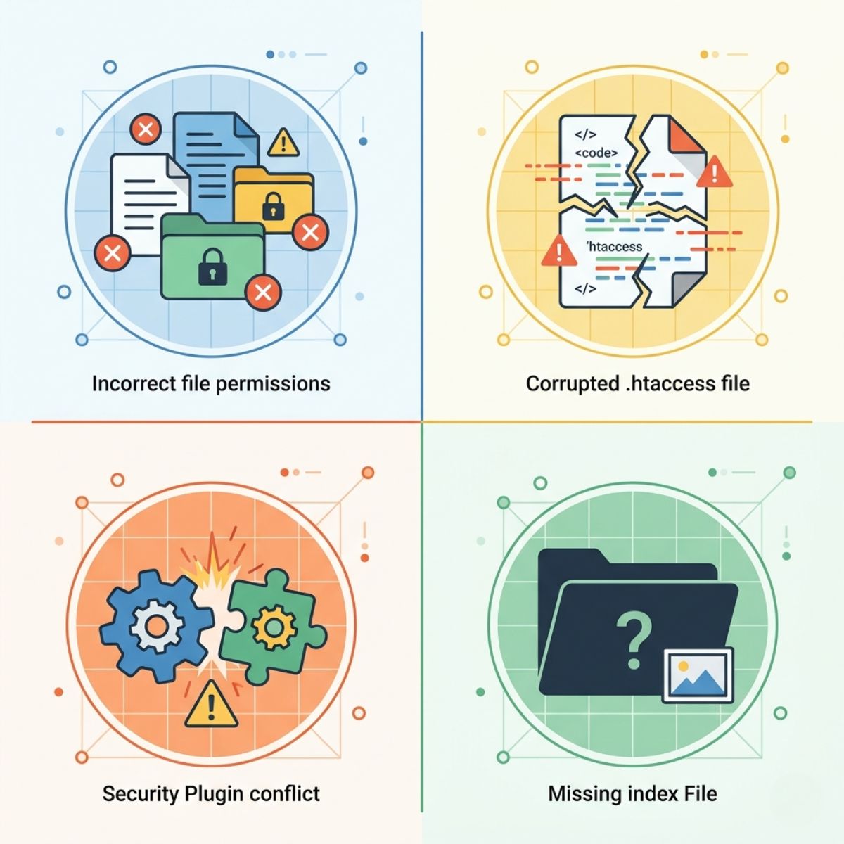 Infographic liệt kê 4 nguyên nhân chính gây lỗi 403 trên website