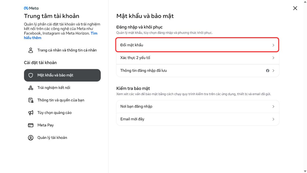 Cách truy cập cài đặt mật khẩu Instagram từ trình duyệt web máy tính