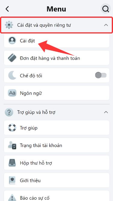 Hướng dẫn vào cài đặt facebook trên điện thoại