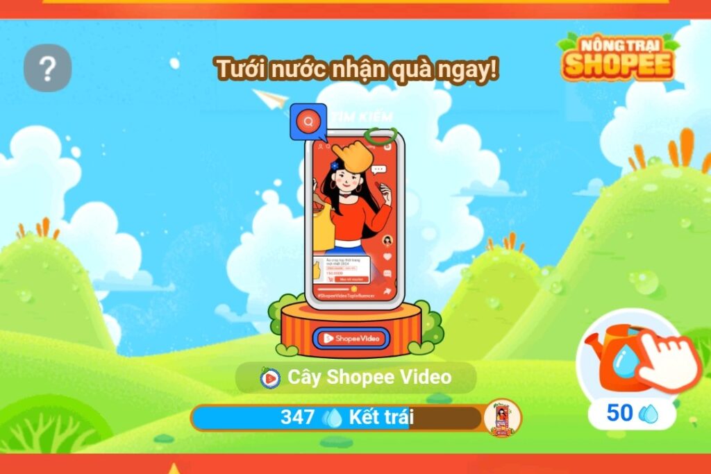 Cách tưới cây cho bạn bè trên shopee